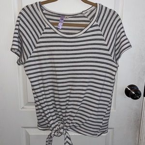 Black and white striped short sleeve shirt